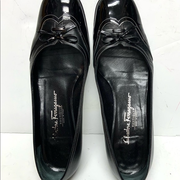 Ferragamo black calf and patent leather low heels 7.5 - Picture 6 of 13